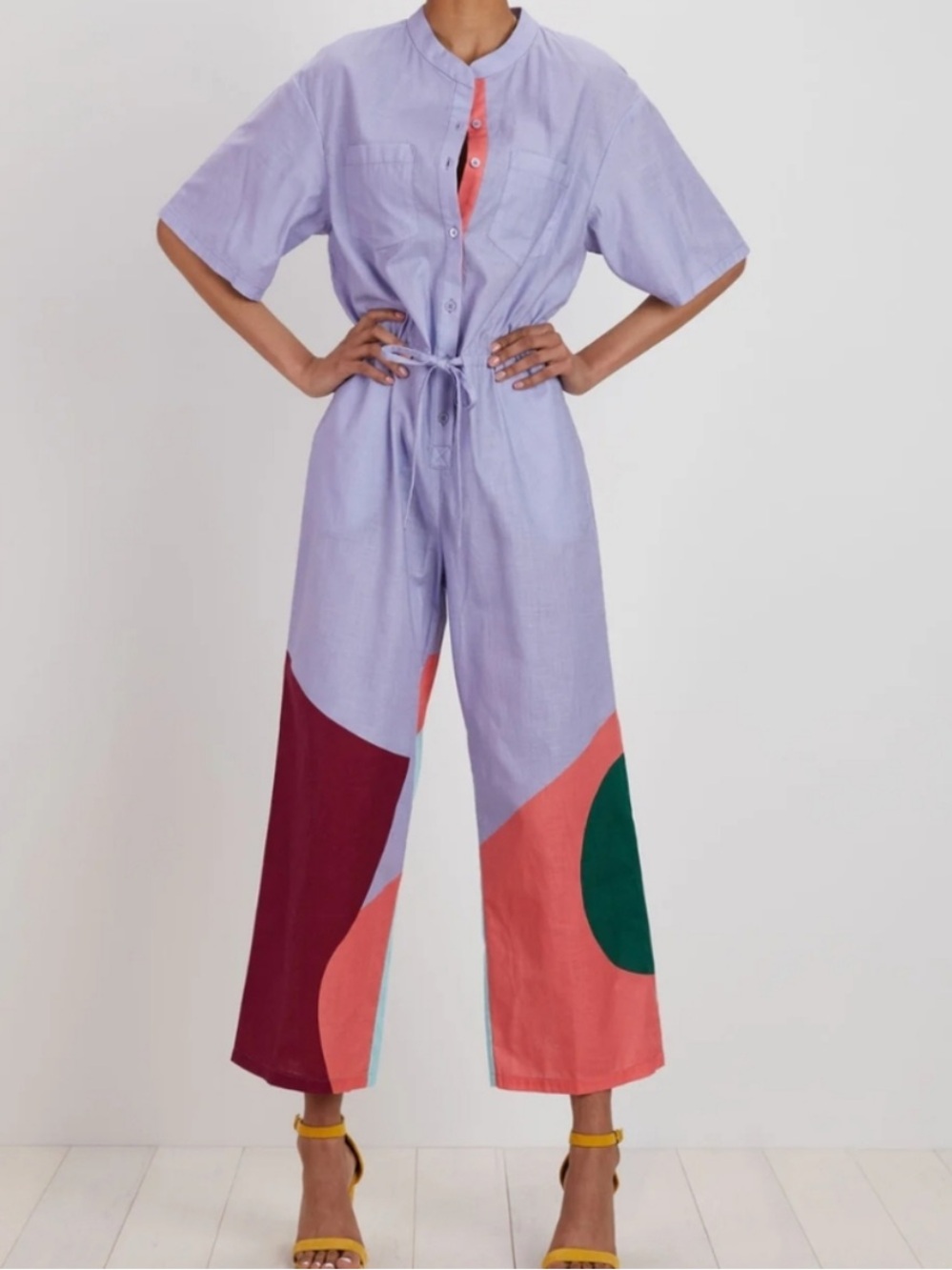 The Kit Issa Colorblock Jumpsuit with Coral & Green Accents XL NWT